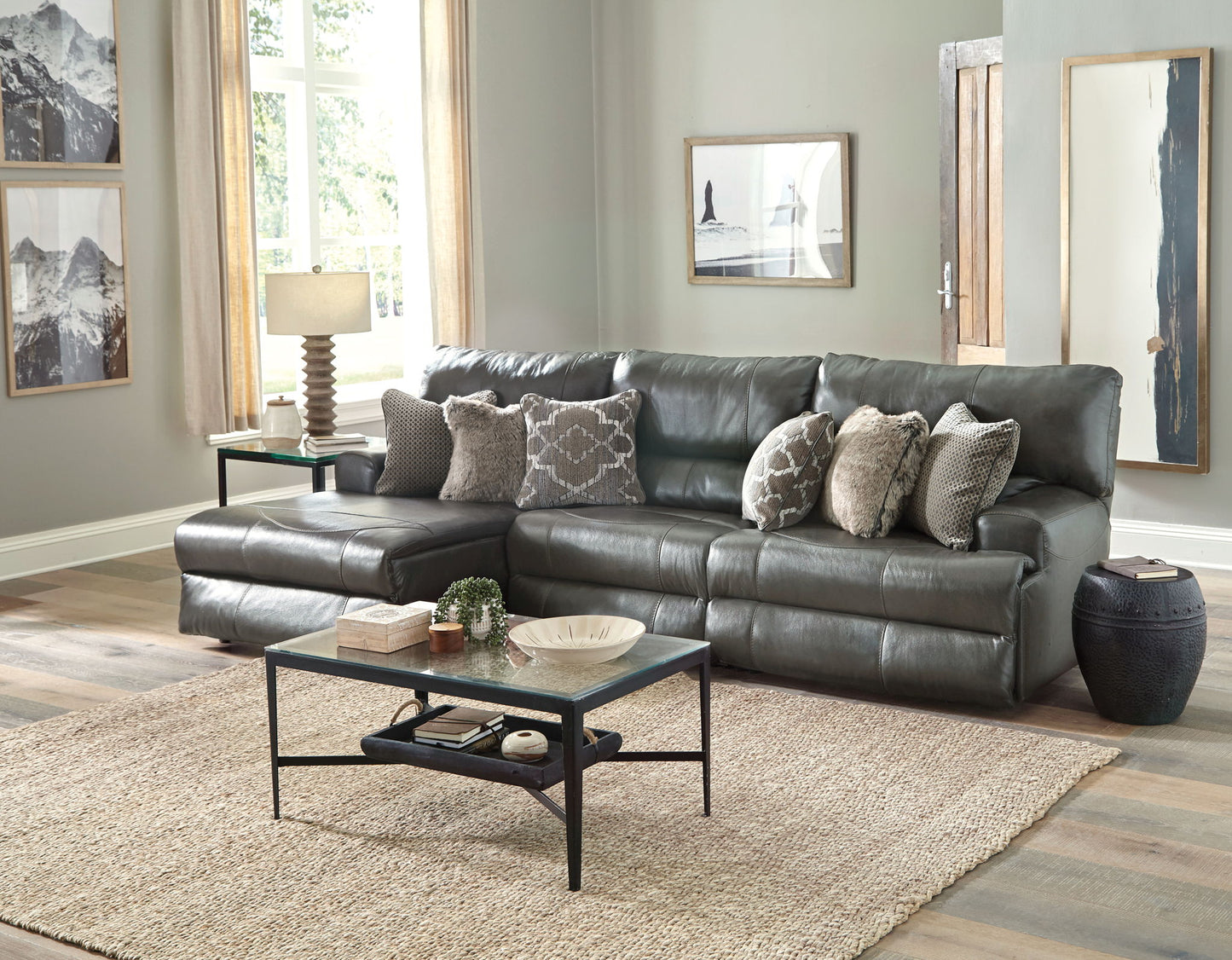 Como - Italian Leather Match Reclining Sectional