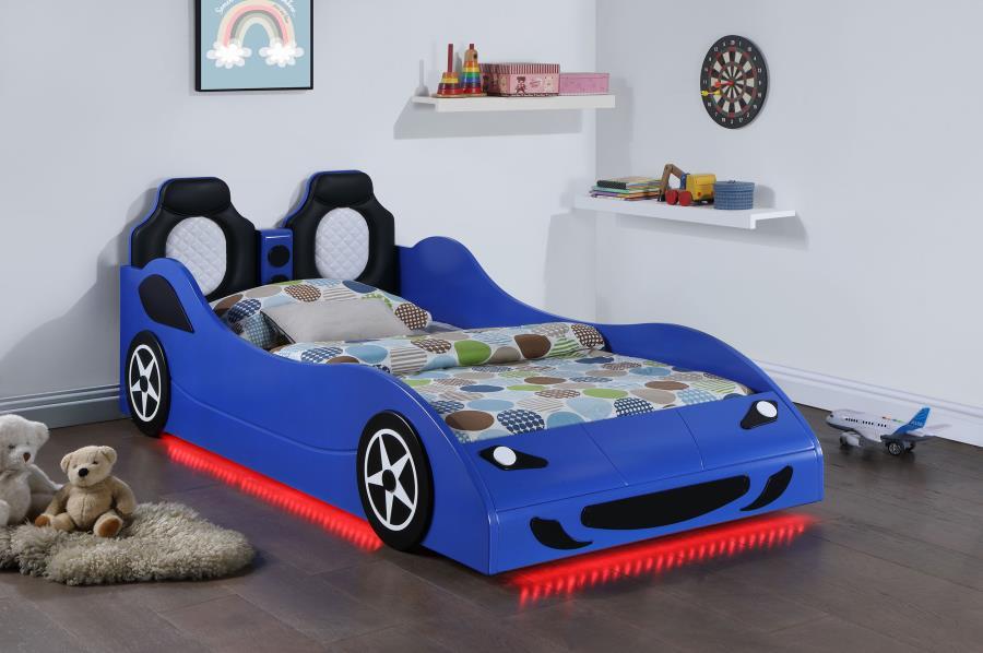 Cruiser - Wood LED Race Car Bed And 7" Mattress