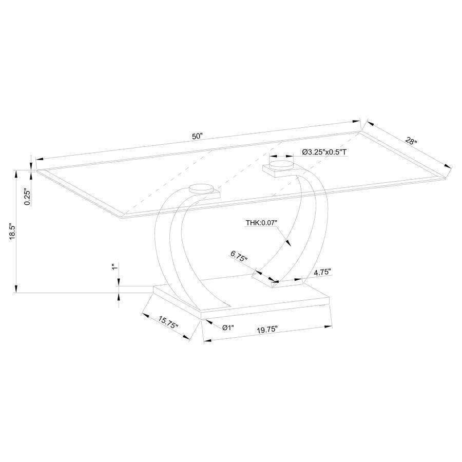 Pruitt - Glass Top Metal Base Table