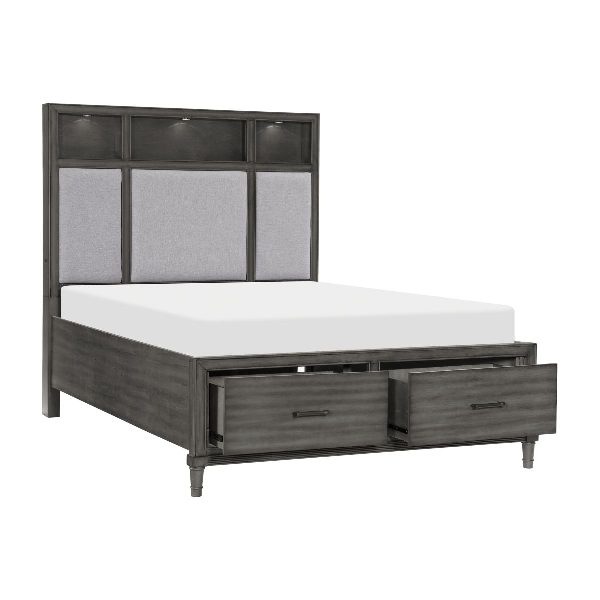 Wittenberry - 4 Piece Set (Queen Bed, Nightstand, Dresser, Mirror) - Dark Gray / Pebble