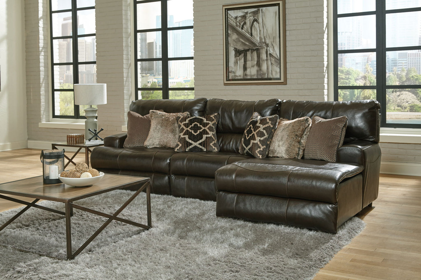 Como - Italian Leather Match Reclining Sectional