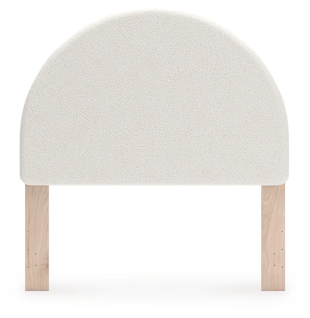 Shapella - Full Upholstered Panel Headboard - White / Tan