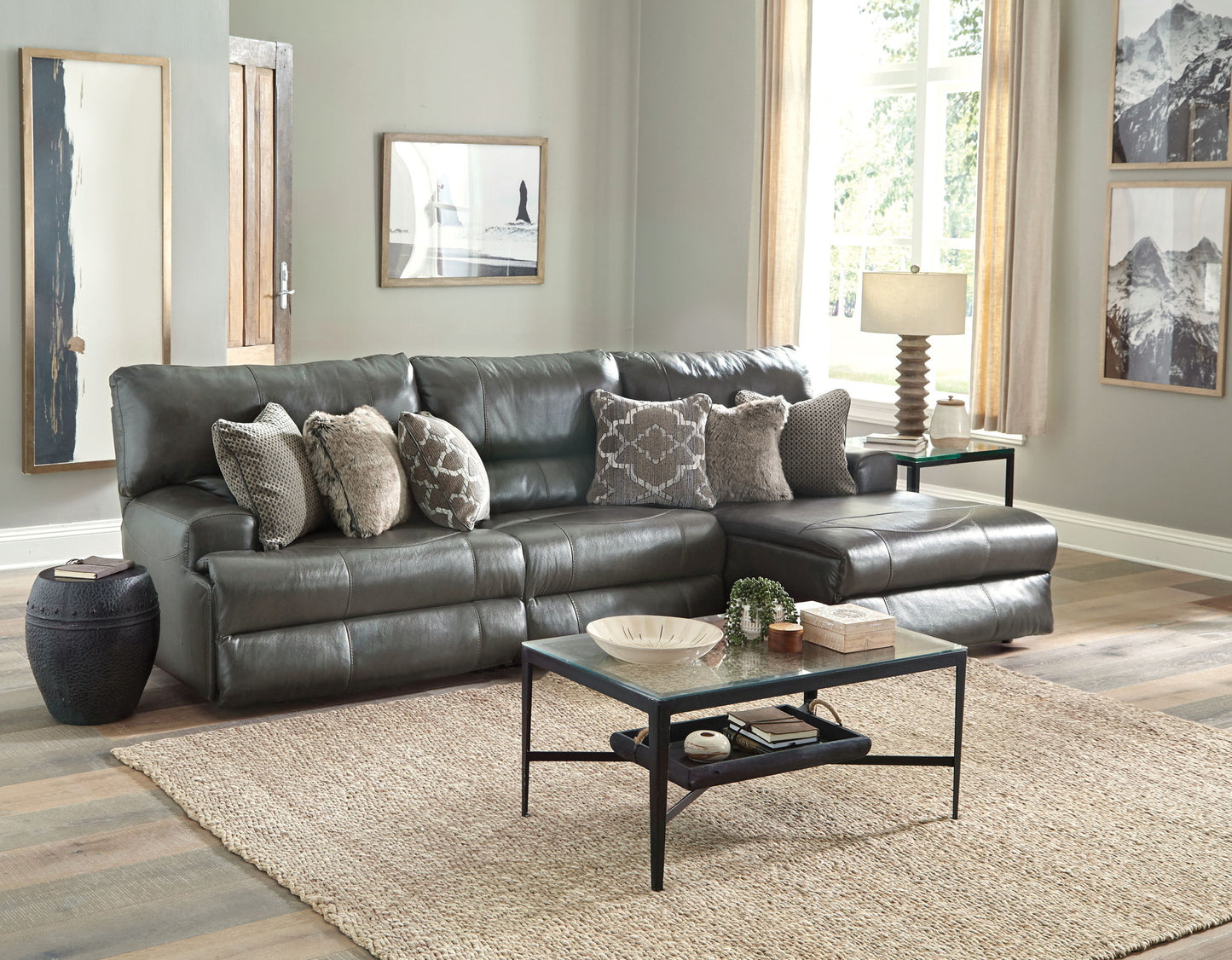 Como - Italian Leather Match Reclining Sectional