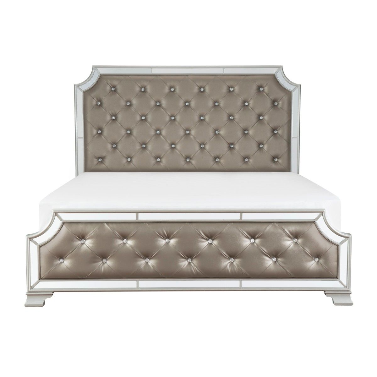 Avondale - 4 Piece Set (Queen Bed, Nightstand, Dresser, Mirror) - Gray / Silver
