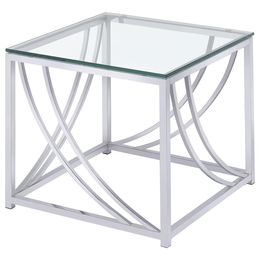 Lille - 2 Piece Glass Top Coffee And End Table Set - Chrome