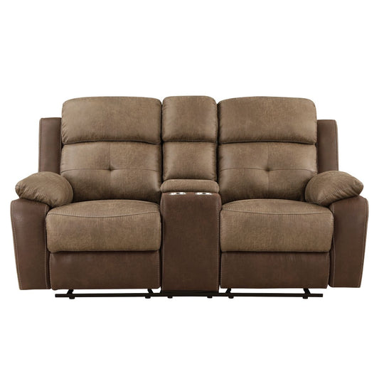 Glendale - Double Glider Reclining Loveseat With Center Console - Brown