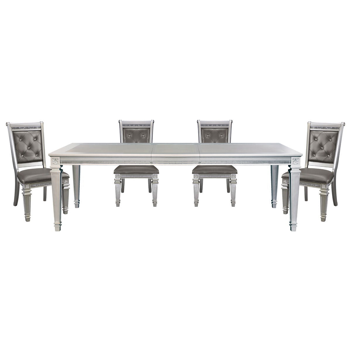 Bevelle - 5 Piece Dining Room Set (Table & 4 Side Chairs) - Pearl Silver / Gray