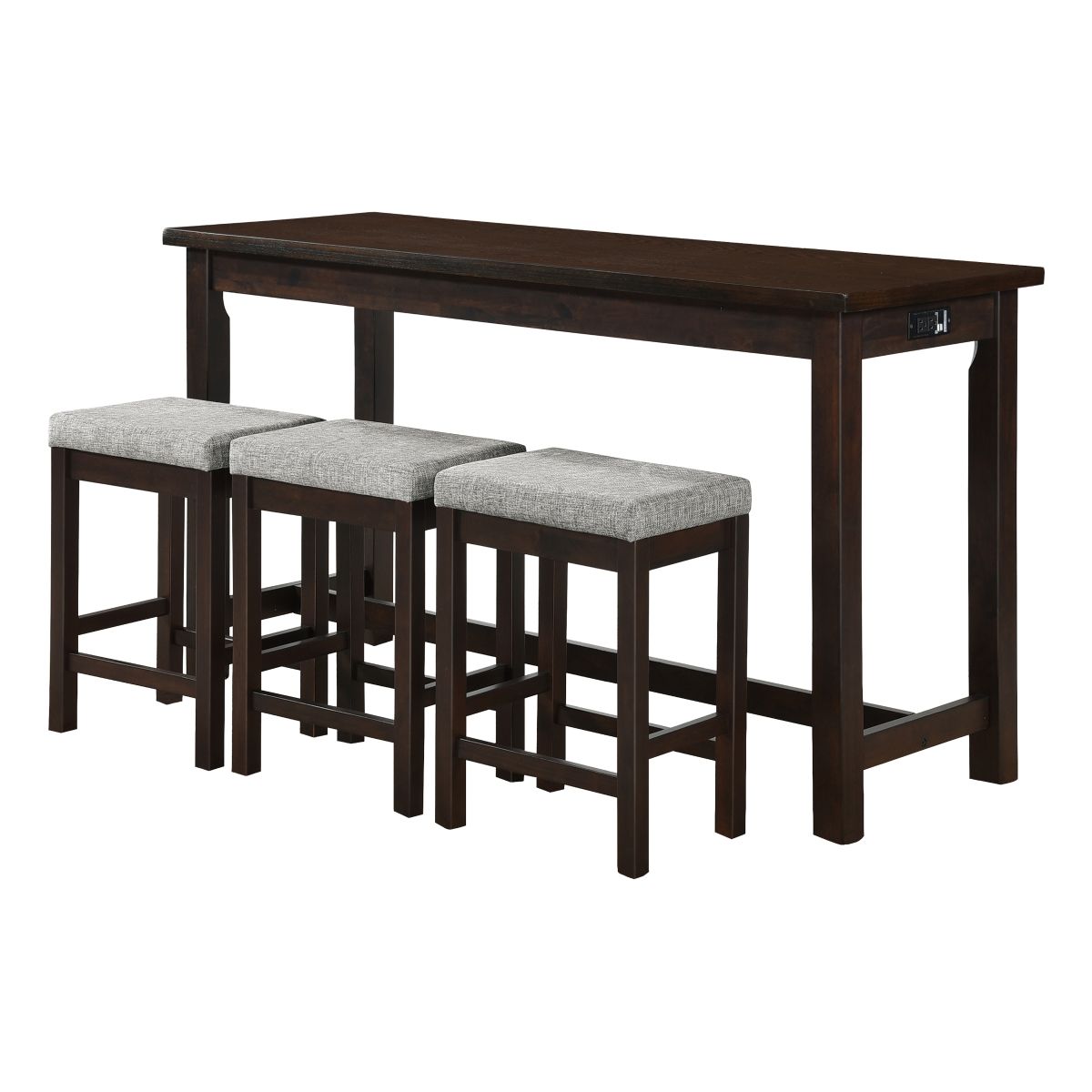 Connected - 4 Piece Pack Counter Height Set - Gray / Espresso
