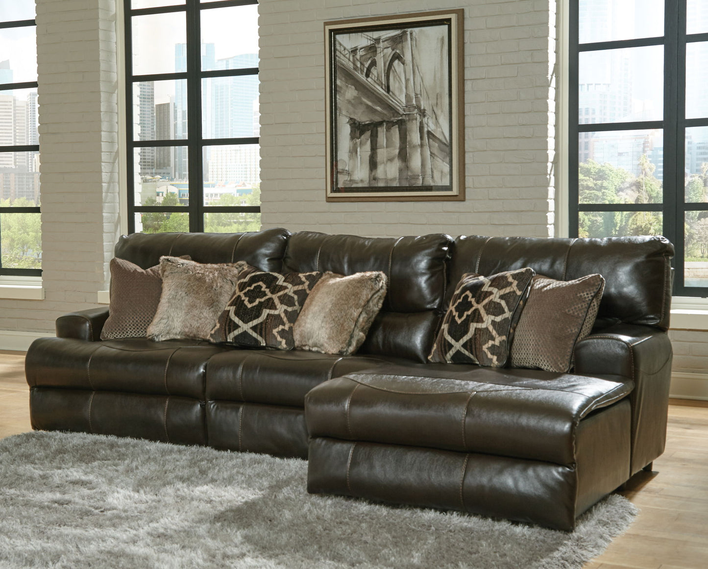 Como - Italian Leather Match Reclining Sectional