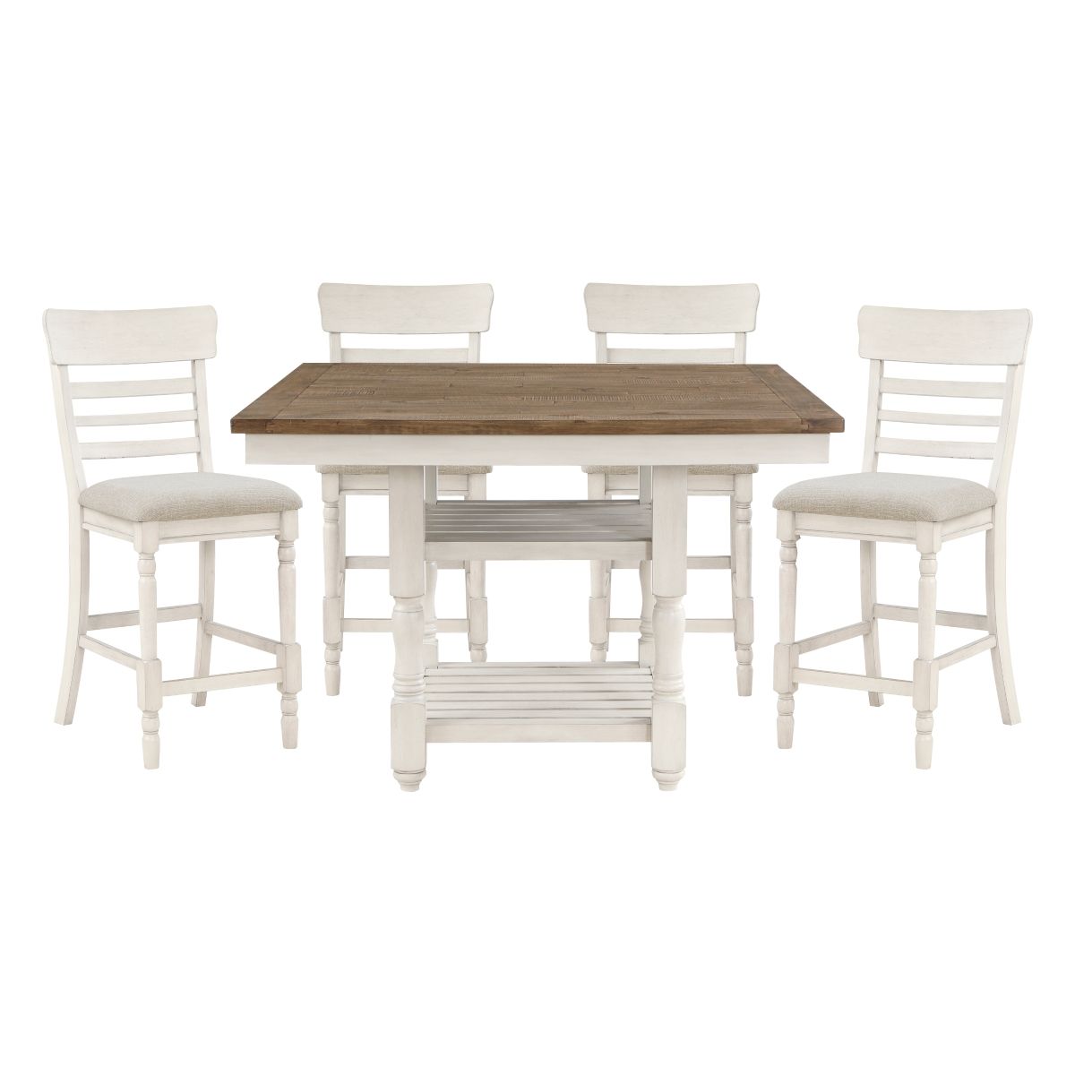 Alburgh - 5 Piece Dining Room Set (Table & 4 Side Chairs) - Brown / White