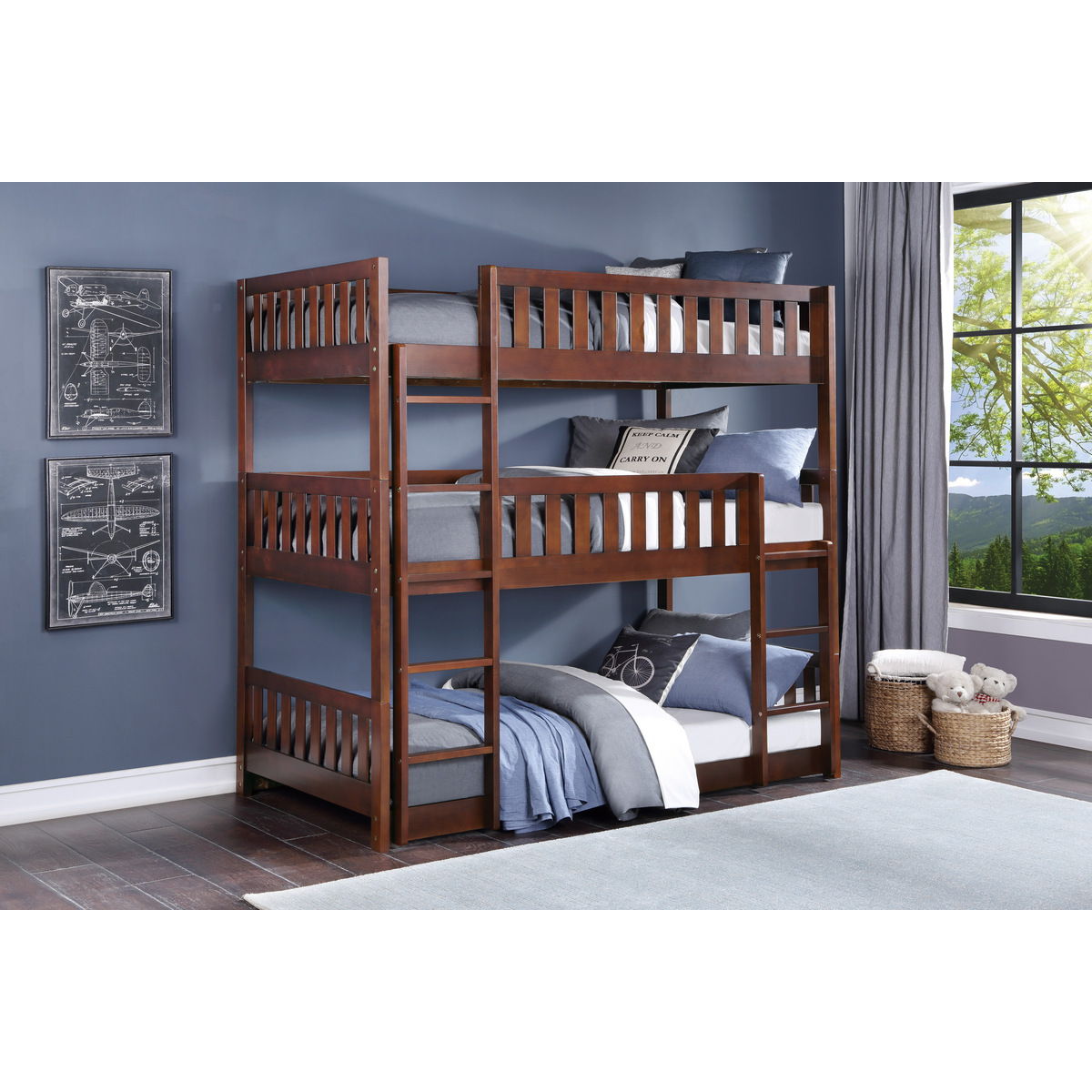Rowe - Triple Bunk Bed - Cherry