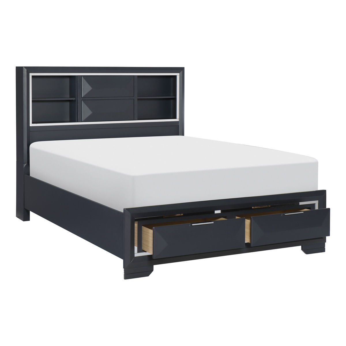 Rosemont - 4 Piece Set (Queen Bed, Nightstand, Dresser, Mirror) - Blue