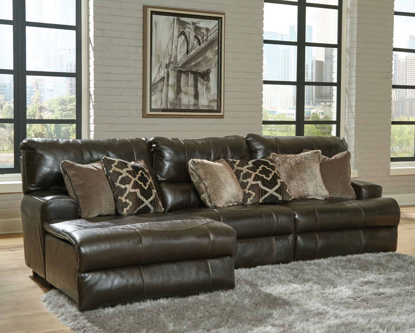 Como - Italian Leather Match Reclining Sectional