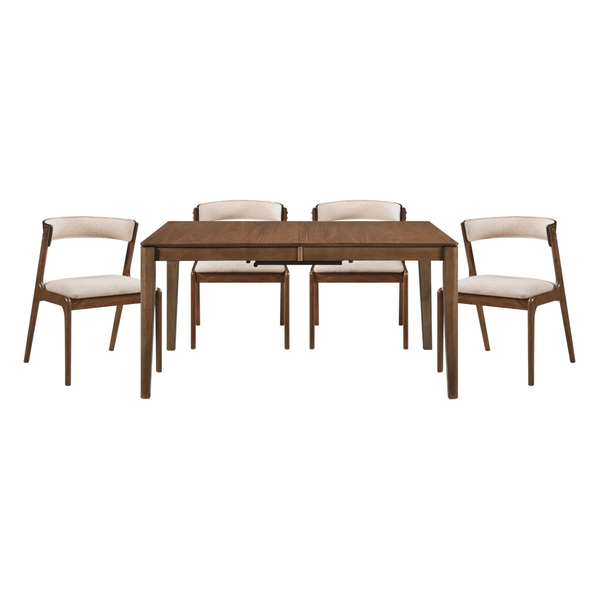 Leawood - 5 Piece Dining Room Set (Table & 4 Side Chairs) - Beige / Walnut