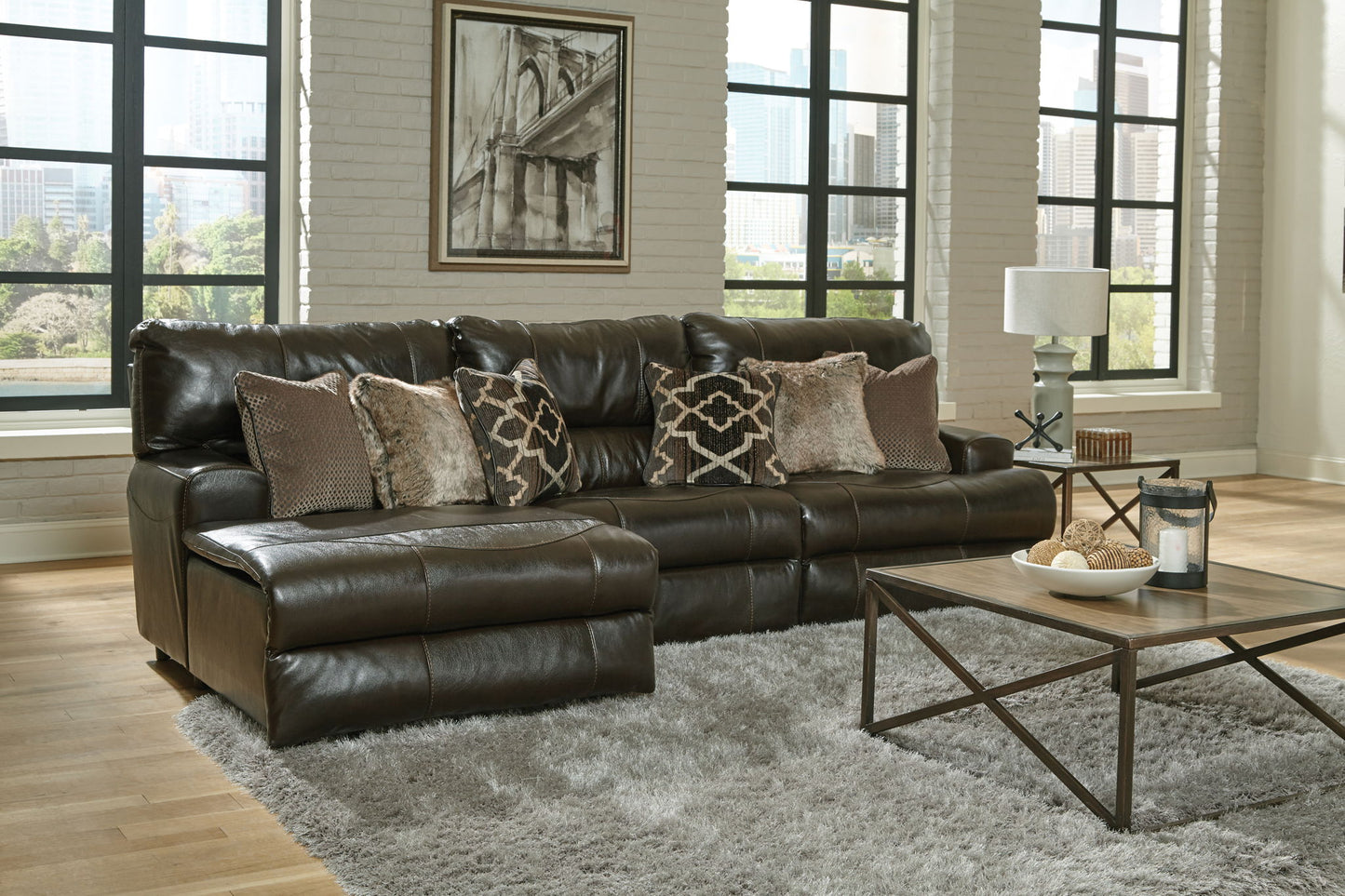 Como - Italian Leather Match Reclining Sectional