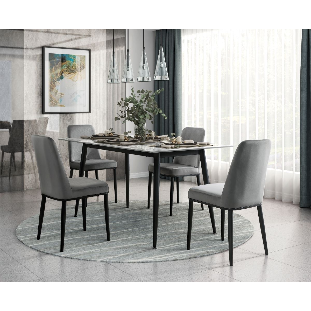 Salerno - Dining Table - Black / Gray