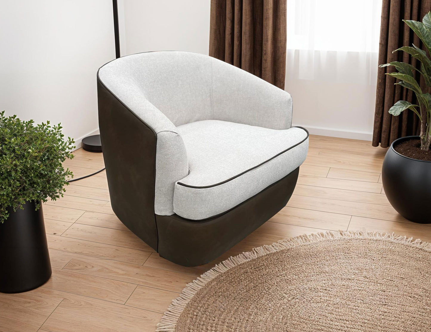Tumbi - Armchair - Ivory / Brown