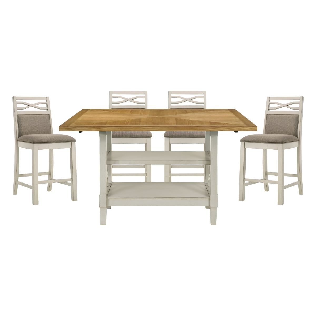 Maribelle - 5 Piece Dining Room Set (Table & 4 Side Chairs) - Gray / Light Brown
