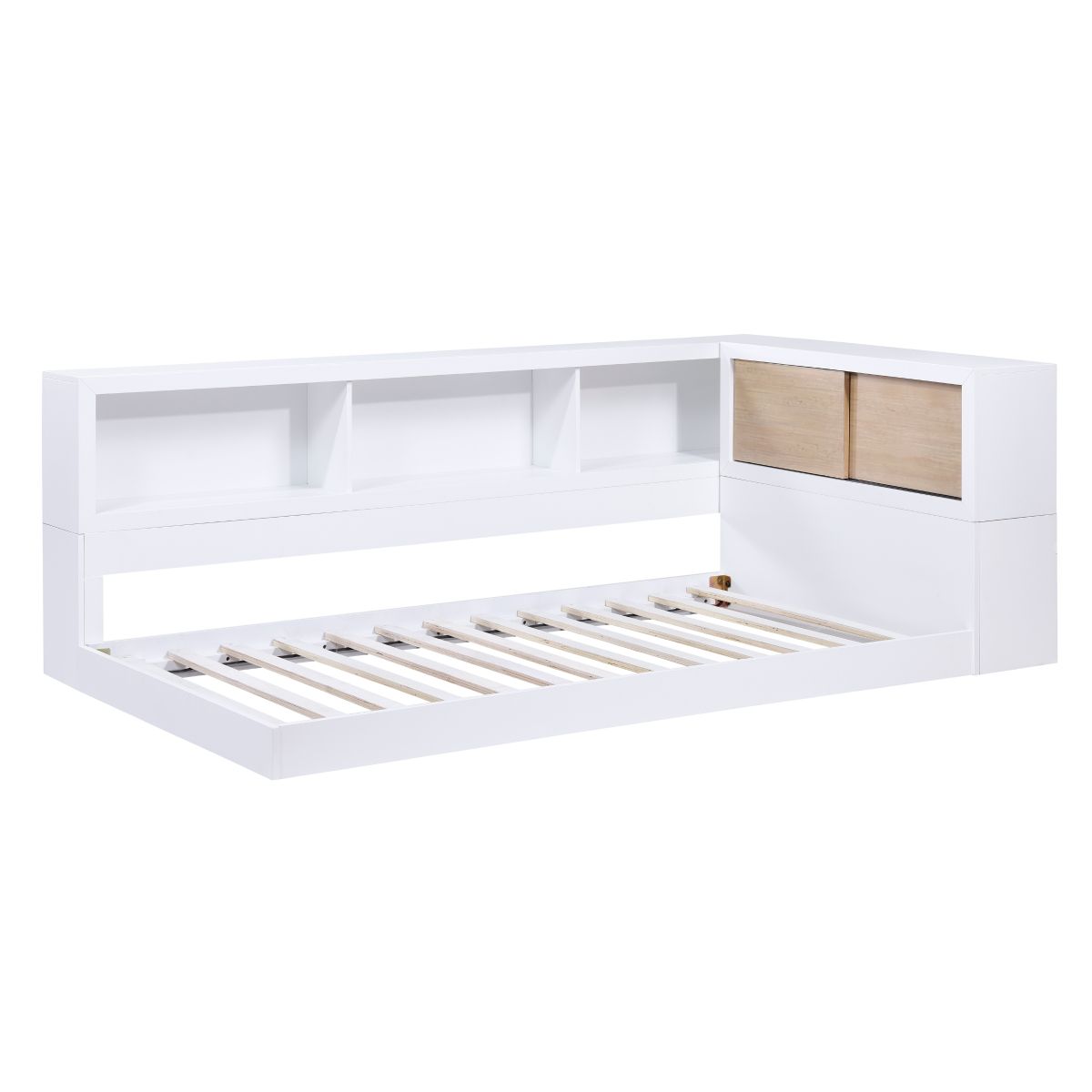 Asker - Twin Bookcase Corner Bed - White
