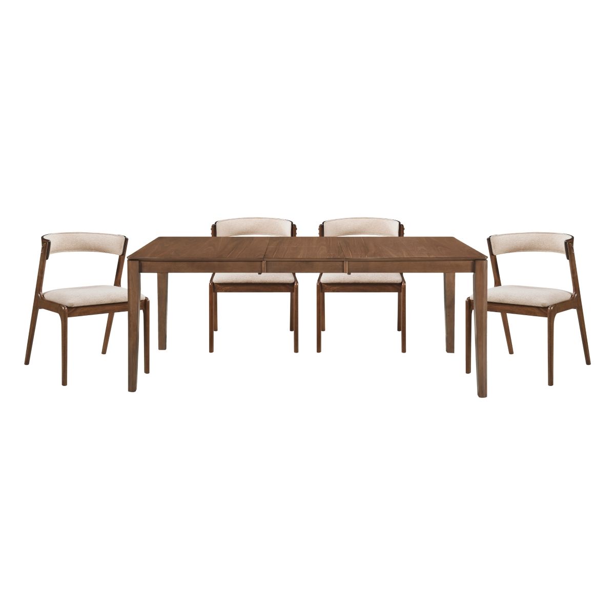 Leawood - 5 Piece Dining Room Set (Table & 4 Side Chairs) - Beige / Walnut