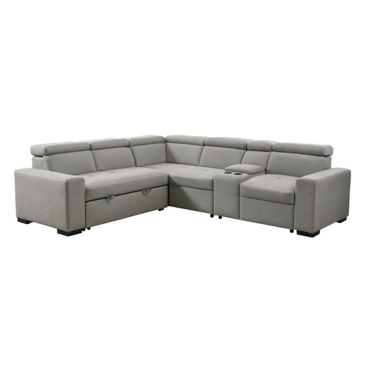 Farrah - 3 Piece Sectional With Adjustable Headrests - Light Gray