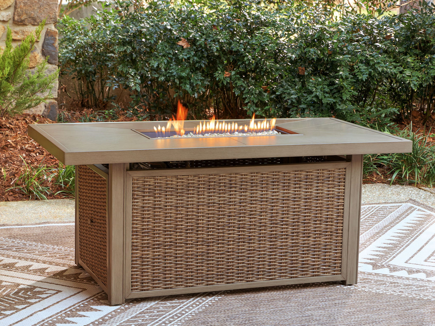Revare Beach - Rectangular Fire Pit Table - Beige