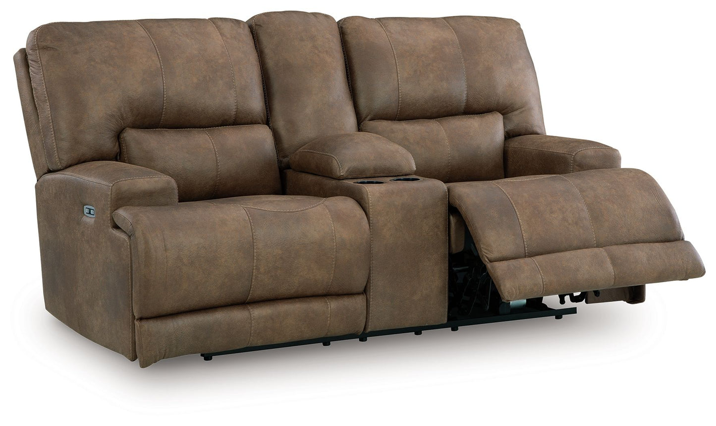 Time-Piece - Power Reclining Loveseat With Console / Adjustable Headrest - Earth