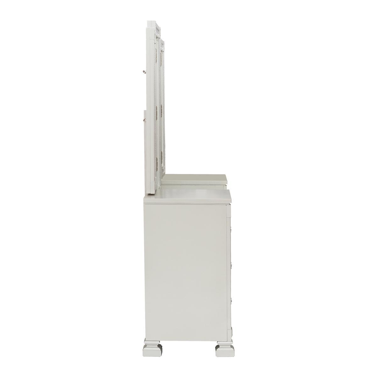 Bevelle - Vanity Dresser With Mirror - Pearl Silver