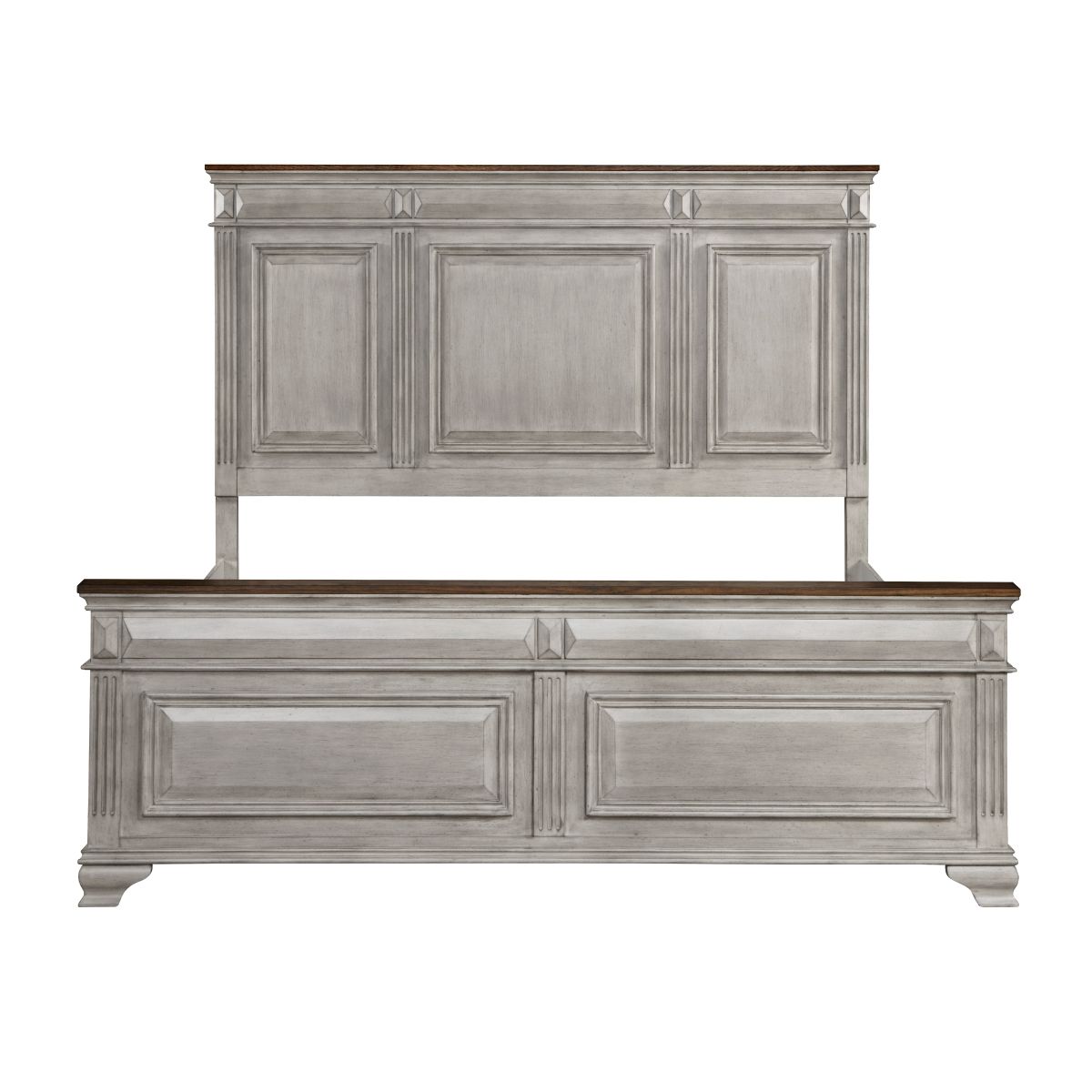 Marquette - 4 Piece Set (Queen Bed, Nightstand, Dresser, Mirror) - Gray