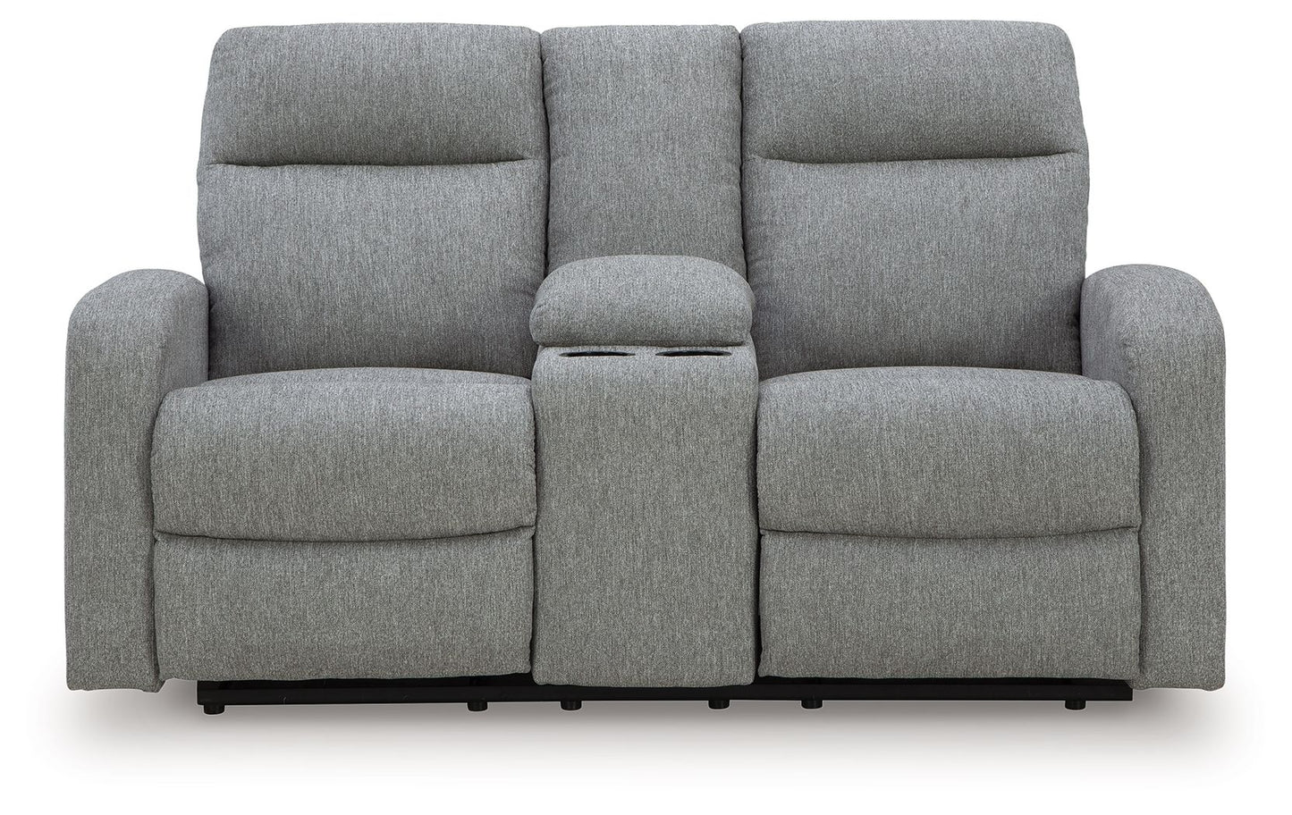 Moreau Place - Double Recline Loveseat With Console - Sterling