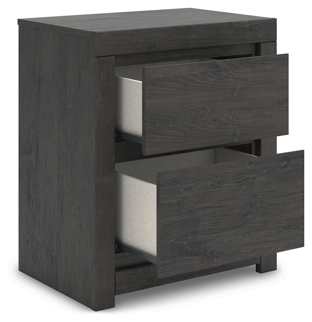 Parlayon - Two Drawer Night Stand - Charcoal