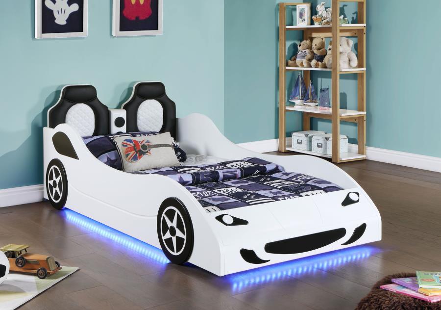 Cruiser - Wood LED Race Car Bed And 7" Mattress