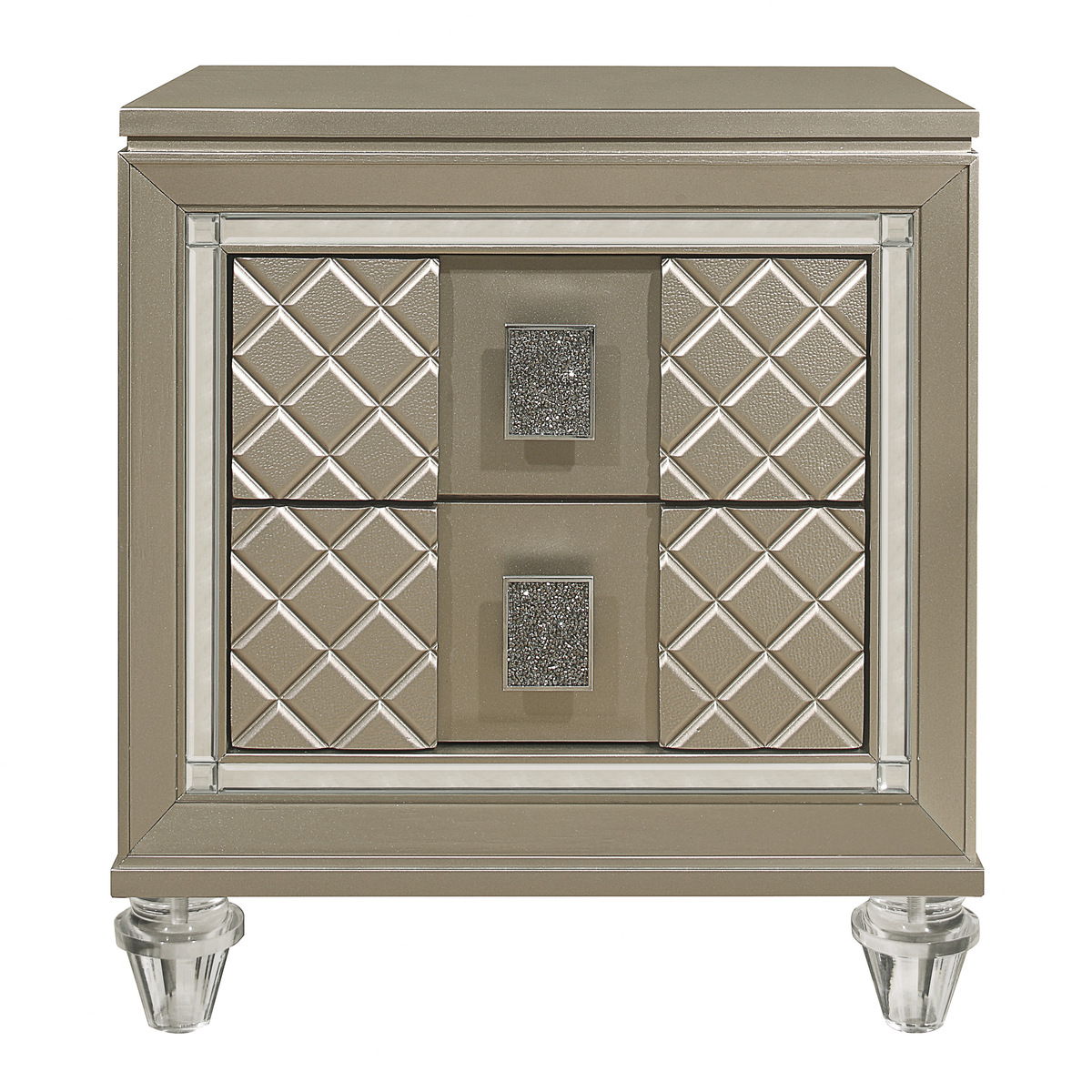 Loudon - 4 Piece Set (Twin Bed, Nightstand, Dresser, Mirror) - Gold / Silver / Champagne