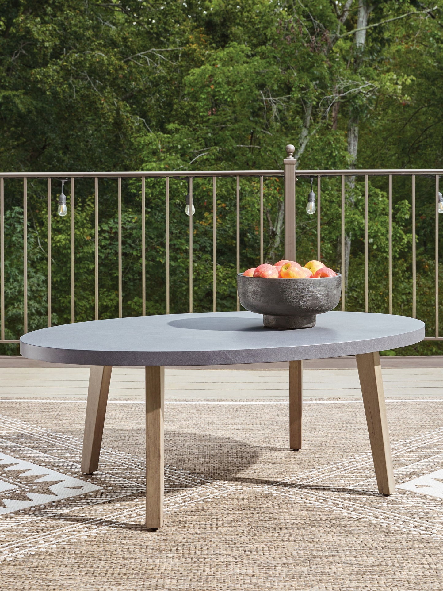 Francis Beach - Oval Cocktail Table - Natural / Gray