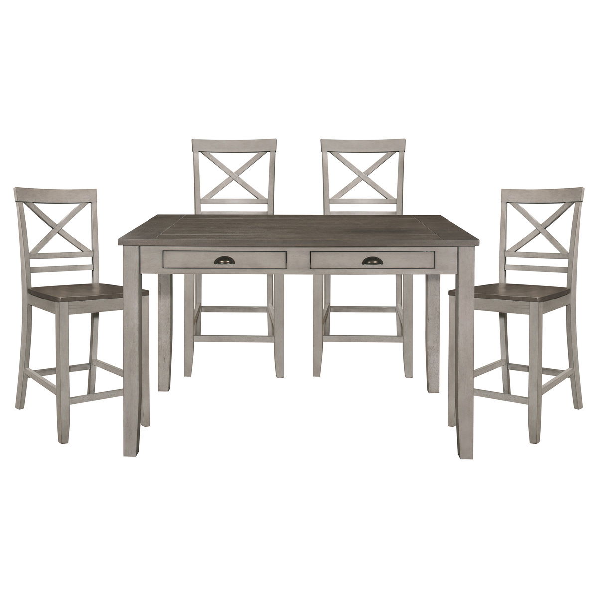 Brightleaf - 5 Piece Dining Room Set (Table & 4 Side Chairs) - Gray