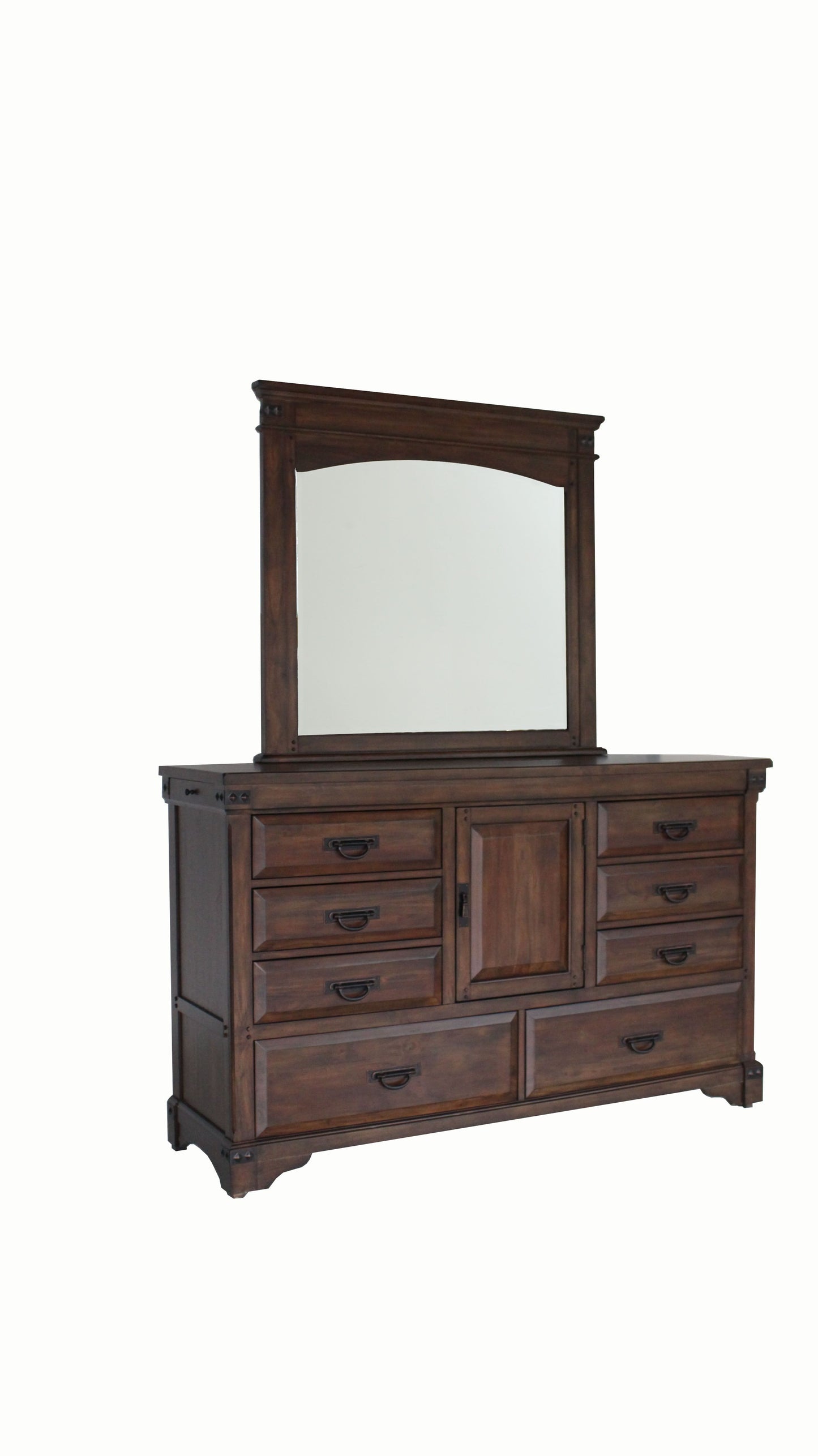 B06928 - 2 Piece Dresser And Mirror Set - Brown Mahogany