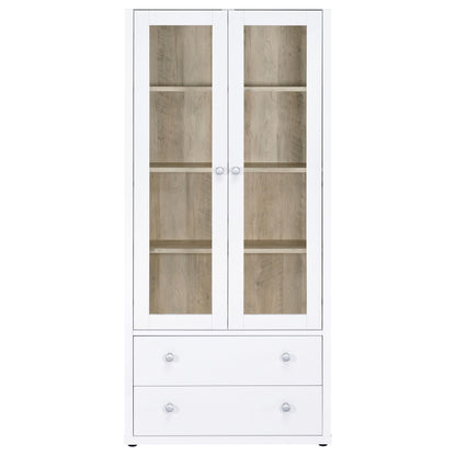 Hawthorne - 4-Shelf Glass Door Tall Cabinet With Drawers - White