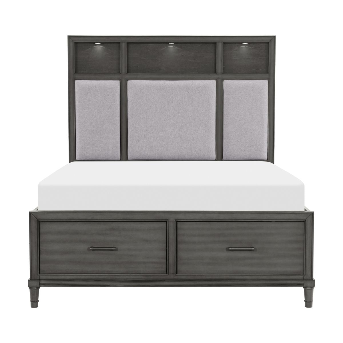 Wittenberry - 4 Piece Set (Queen Bed, Nightstand, Dresser, Mirror) - Dark Gray / Pebble