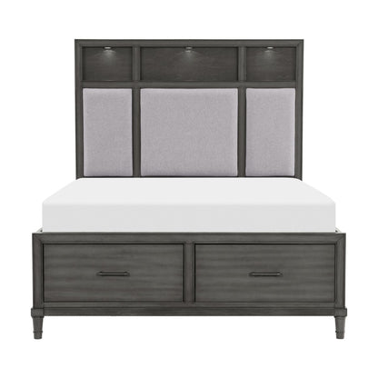 Wittenberry - 4 Piece Set (Queen Bed, Nightstand, Dresser, Mirror) - Dark Gray / Pebble