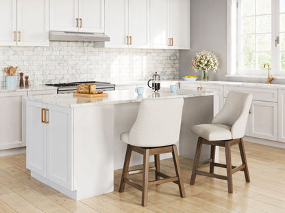 Cabalynn - Upholstered Swivel Barstool (Set of 2) - Oatmeal / Light Brown