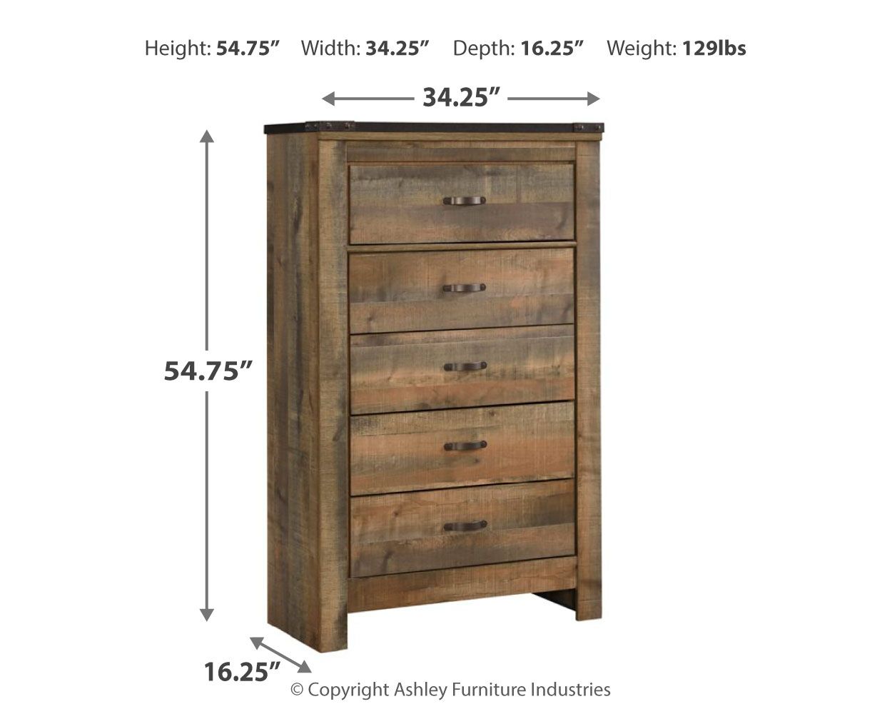 Trinell - Five Drawer Chest - Brown