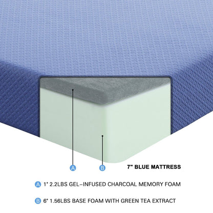 Leo - 7" Gel Infused Memory Foam Mattress And Pillow Set