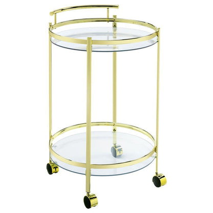 Chrissy - Round Glass Shelf Metal Bar Cart