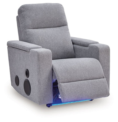 Landdin - Glider Power Recliner With Audio System - Pewter