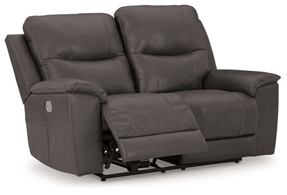 Dearview - Power Reclining Loveseat/ Adj Headrest - Fog