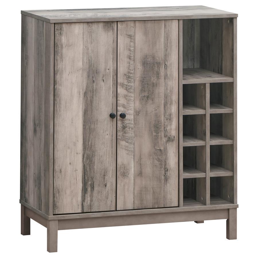 Cheyenne - 2-Door Wine Cabinet With Stemware Rack - Weathered Acacia