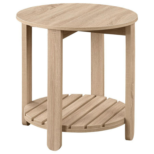 Fowler - 1 Shelf Round Engineered Wood Table