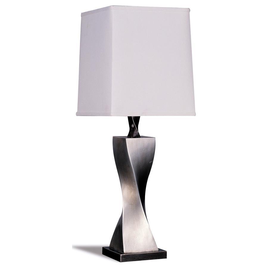 Keene - Tapered Shade Table Lamp Silver (Set of 2) - Distressed Silver