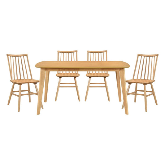 Pratter - 5 Piece Dining Room Set (Table & 4 Side Chairs) - Natural / Oak