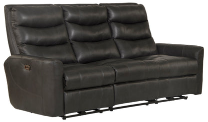 Bosa - Leather Power Reclining Sofa - Charcoal
